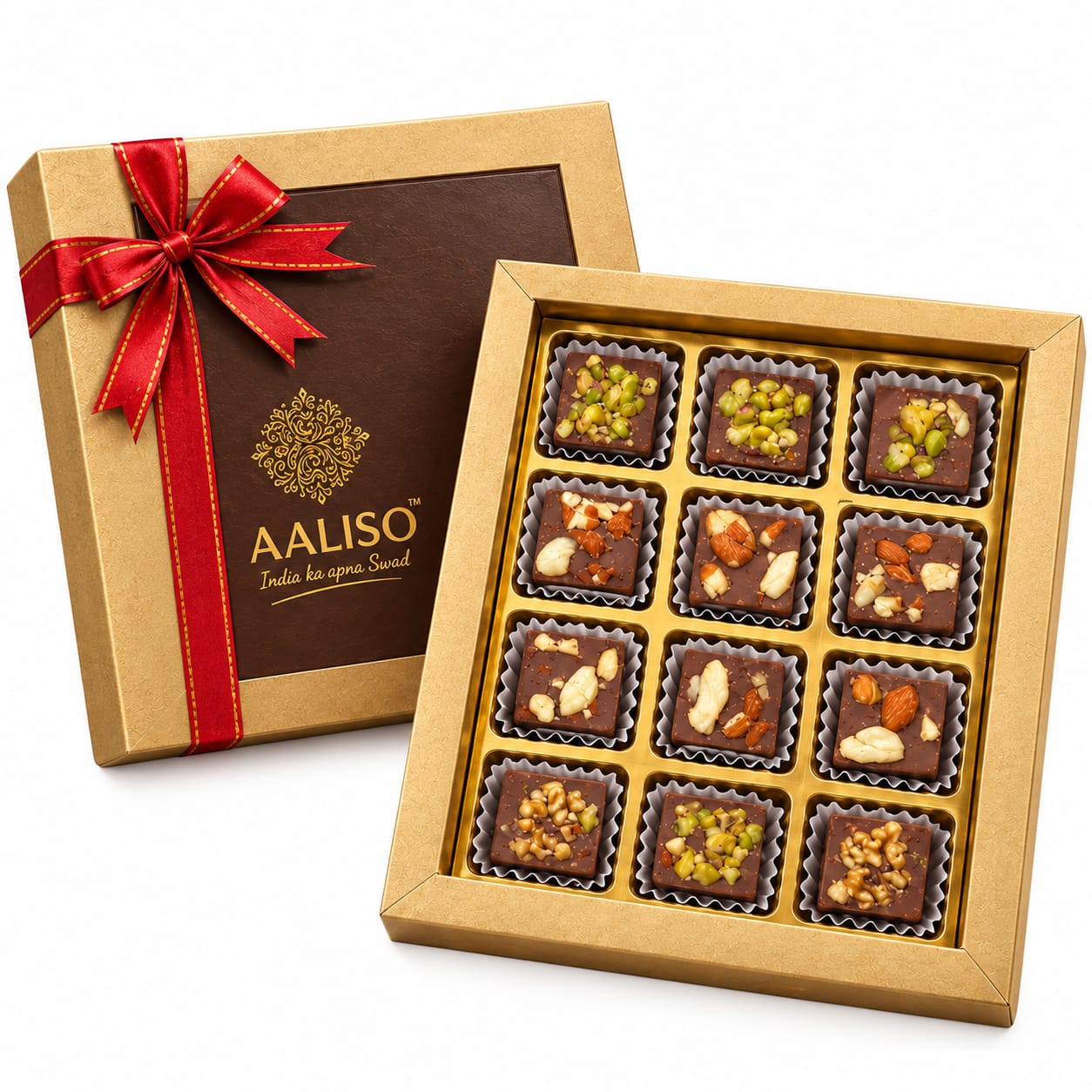 AALISO Premium Nut Chocolate Gift Box, 12 Pieces, 240 g